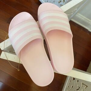 NWOB Adidas Adilette Aqua Pink & White Slides